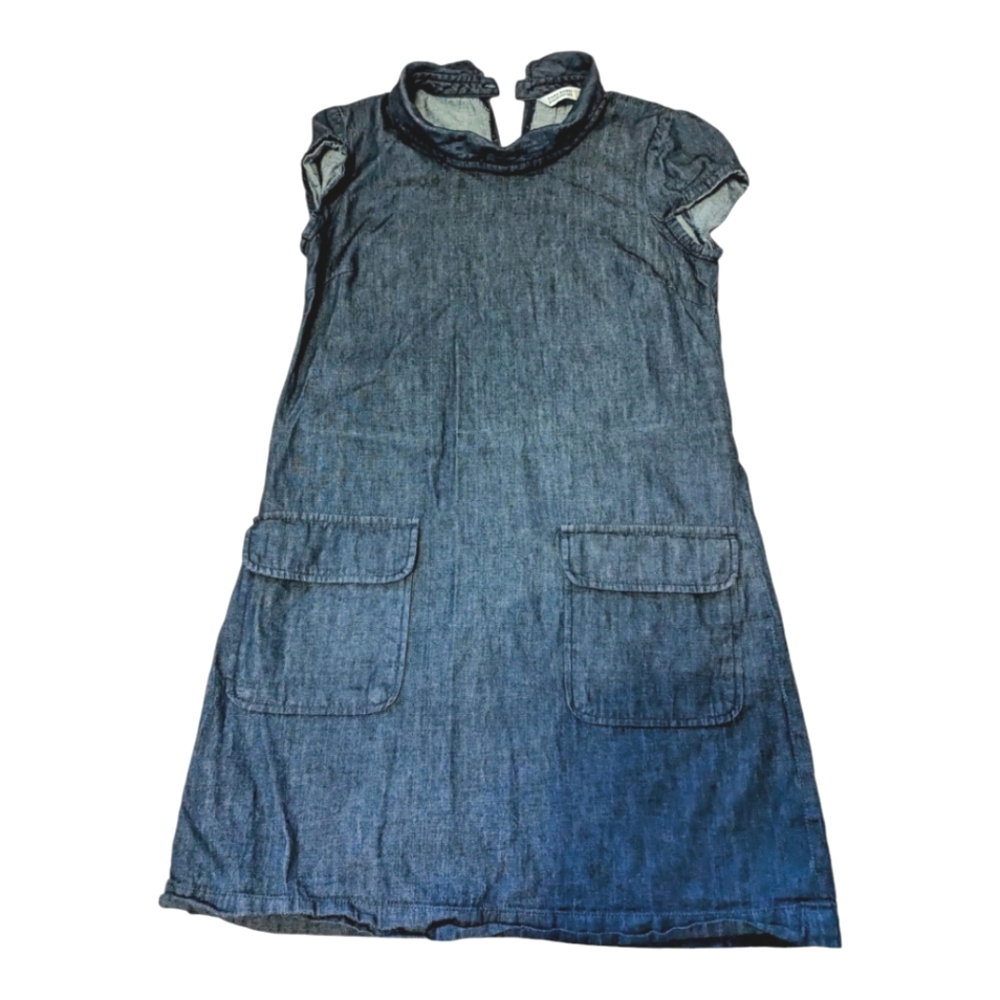 - Zara denim dress. Shawl collar, cap sleeves, pockets , button close. Sz…